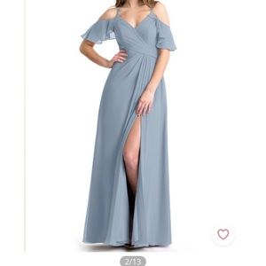 Azazie Dusty Blue Bridesmaid dress. Style: Dakota